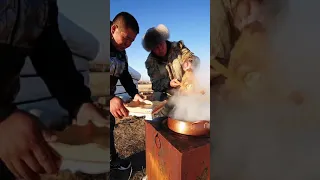 #Short Wow Mongolian Two Man Cooking Beef And Lam Meat With Eating Mongolian Styles #252