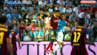 Neymar vs Malaga   Filigranas, regates, sus jugadas   La Liga 2013 2014