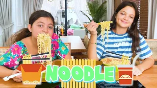 Masal and Öykü Funny Kitchen play Eating noodle Video for Kids Toys Family Fun