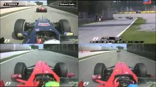 F1 2012 - Massa overtake Ricciardo and Alonso overtake Vettel at Monza FULL HD