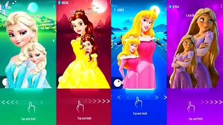 💖Disney Frozen Elsa 🆚 Princess Belle 🆚 Aurora vs Rapunzel Tangled 💖princesses Tiles Hop