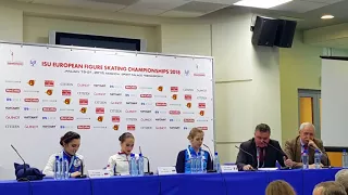 Zagitova - Medvedeva - Kostner press conference ISU European championships 2018