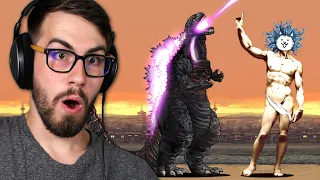 Defeating GODZILLA in Battle Cats!