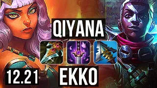 QIYANA vs EKKO (MID) | 13/1/6, 6 solo kills, Legendary, 300+ games | KR Diamond | 12.21