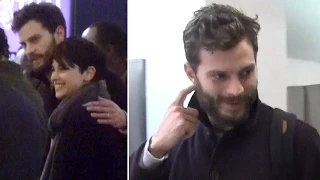 Jamie Dornan Shows PDA With Wife Amelia Warner At LAX