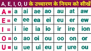A, E, I, O, U के उच्चारण के नियम | English Padhna kaise Sikhe | English Pronunciation Rules