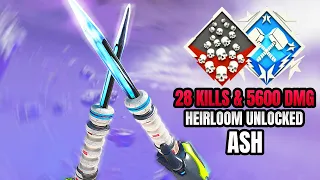 I UNLOCKED ASH HEIRLOOM AND DROPPED 28 KILLS IN INSANE GAME (Apex Legends Gameplay)