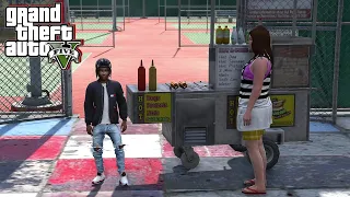 GTA 5 - YOUNGSTER IN THE HOOD - SELLING HOTDOGS!