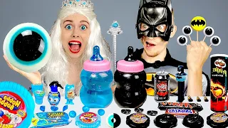 Blue Food vs Black Food Challenge 블루 블랙 푸드 챌린지Elsa Frozen vs Batman Mukbang stories