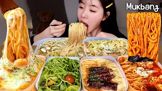 Eating 6 kinds of pasta!!Cream pasta,tomato,aglio e olio, vongole,roze,basil pastaㅣASMR REAL MUKBANG