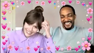 marvel super panel but it's just anthony mackie and elizabeth olsen