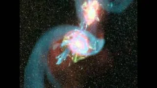 Simulation of the Antennae galaxies, centered on one galaxy