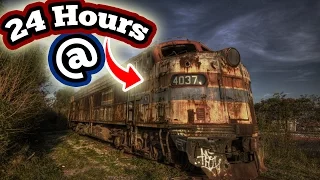 (WTF) 24 HOUR OVERNIGHT CHALLENGE IN ABANDONED TRAINS // 24 HOUR OVERNIGHT SNEAKING INTO TRAIN