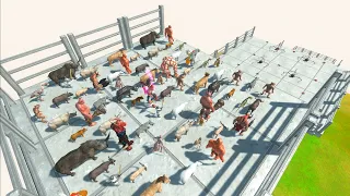 EXTREME RAPPELLING ON PLATFORMS! ESCAPE FROM LIVE SPIKES - Animal Revolt Battle Simulator