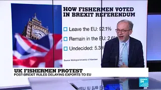 UK fishermen protest against post-Brexit rules delaying exports to EU