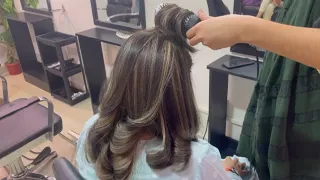 Ash blonde highlights | blowdry | hair Transformation