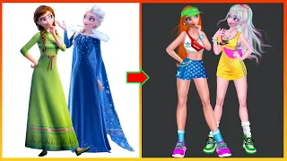 Frozen Anna Elsa Dress Up Sport Girls - Disney Princess Clothes SWITCH UP Fashion Compilation