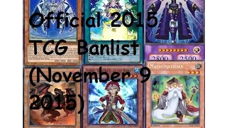 YUGIOH Official 2015 TCG Banlist (November 9, 2015) - Construct, Towers e Exciton BANNATI!