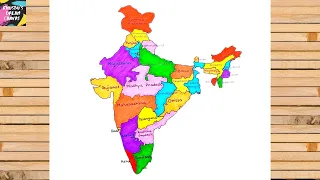 How to draw India map with states | India map drawing easy | India map pointing in English