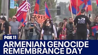 Amenian Genocide Remembrance Day: Demonstrators rally in Hollywood