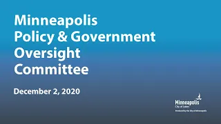 December 2, 2020 Policy & Government Oversight Committee