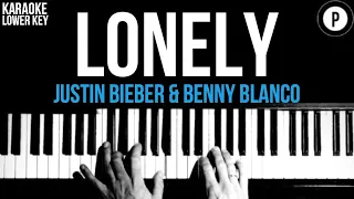 Justin Bieber - Lonely Karaoke SLOWER Acoustic Piano Instrumental Cover Lyrics LOWER KEY