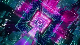 4K VJ Loop - Flying in a tunnel with flashing multicolored fluorescent lights - 10 Hours