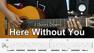 Here Without You - 3 Doors Down - Fingerstyle Guitar Tutorial + TAB & Lyrics