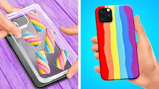 Ideas geniales y fáciles de fundas de teléfono 🌈😍 Artesanías de arco iris que puedes hacer en casa