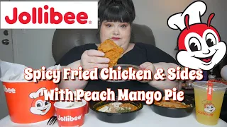 Jollibee Spicy Fried Chicken & Sides With Peach Mango Pie Mukbang