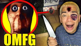 DRONE CATCHES OBUNGA AT HAUNTED HIGH SCHOOL RUNNING AROUND!! (HE CAME AFTER US!!)