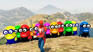 GTA 5 Spiderman Fun with Colorful Minions #2 (Falls Ragdolls Moments)