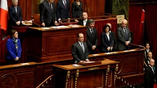 French congress erupts into rendition of "la Marseillaise", tribute to Paris victims