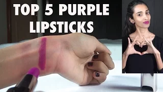 Top 5 purple lipsticks for Indian skin tones + lip swatches