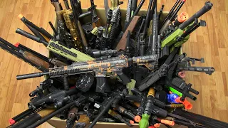 Big Box of Rifles Toys !Military Guns Toys & Equipments, Box of Toys and Toy Weapons