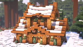 Minecraft: How to Build a Winter Log Cabin I Easy Relaxing Tutorial