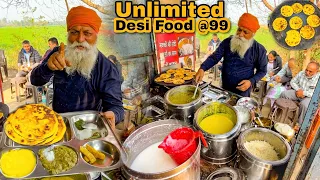 Unlimited Food at Rs.99 | Punjab ka Famous BaBa Ji ka Desi Dhaba | Indian Street Food