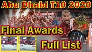 Abu Dhabi T10 2021 Final Awards Full List ✅Man of the Match🏆Best Batsman🏆Best Bowler| Final ceremony