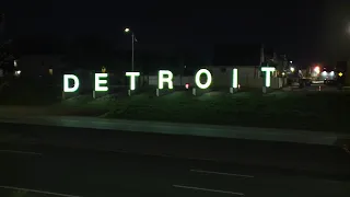 Detroit signs gets lights so people can see it at night