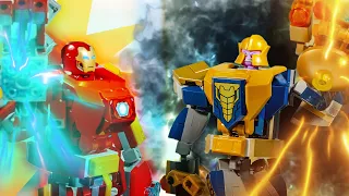 Lego Thanos Mech vs Iron Man Brick Building and Battle