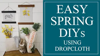 Spring DIYs using Drop Cloth • easy • no sew • cheap • tapestry • carrot • wall art