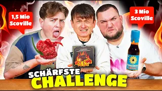 DAS SCHÄRFSTE ESSEN 🔥 (Challenge) im YouTube HAUS 🏡 mit Smiley, Nico & Falco