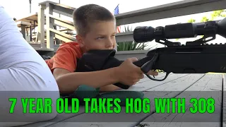 7 yr old takes Feral Hog with .308 Steyr Tactical Elite