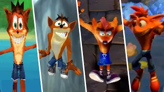 Animation of Crash Bandicoot falling into the void (1996 - 2020)
