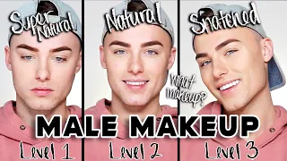 NATURAL MALE MAKEUP ROUTINE - 3 Levels of Makeup