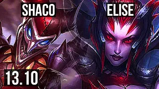 SHACO vs ELISE (JNG) | 8/0/10, 1.5M mastery, Legendary, 300+ games | KR Diamond | 13.10