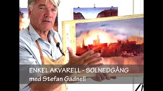 Enkel akvarell - Solnedgång