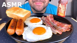 ASMR MUKBANG BREAKFAST FRIED EGGS WITH SAUSAGES, BACON & TOAST MUKBANG (EATING SOUNDS) EATING SHOW