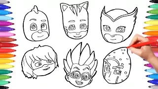 How to Draw All PJ MASKS Faces | PJ MASKS Characters | PJ MASKS Coloring Pages