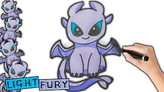 Cara menggambar dan mewarnai Light Fury | Gambar mudah dan simple